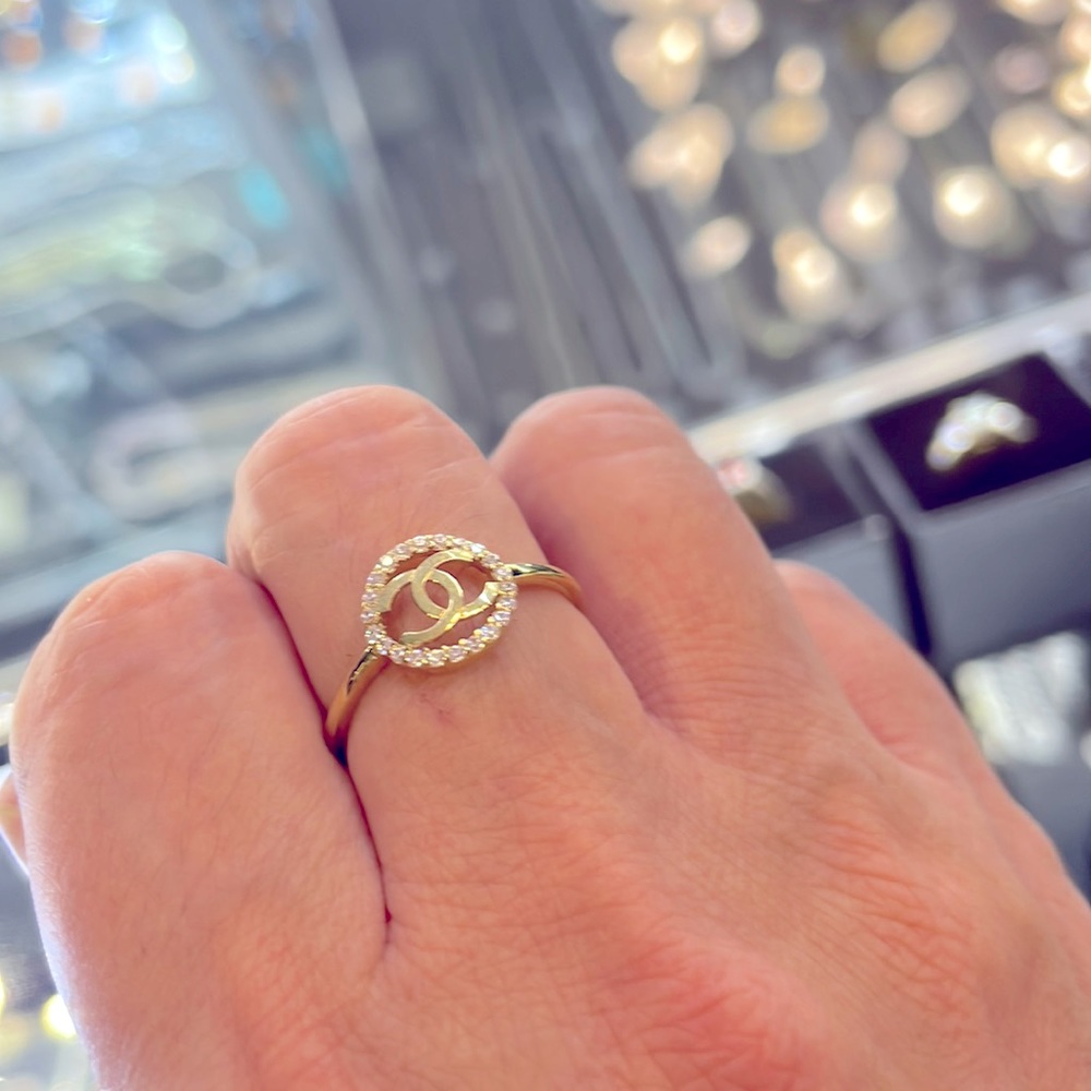 14k solid gold double c ring Made in USA